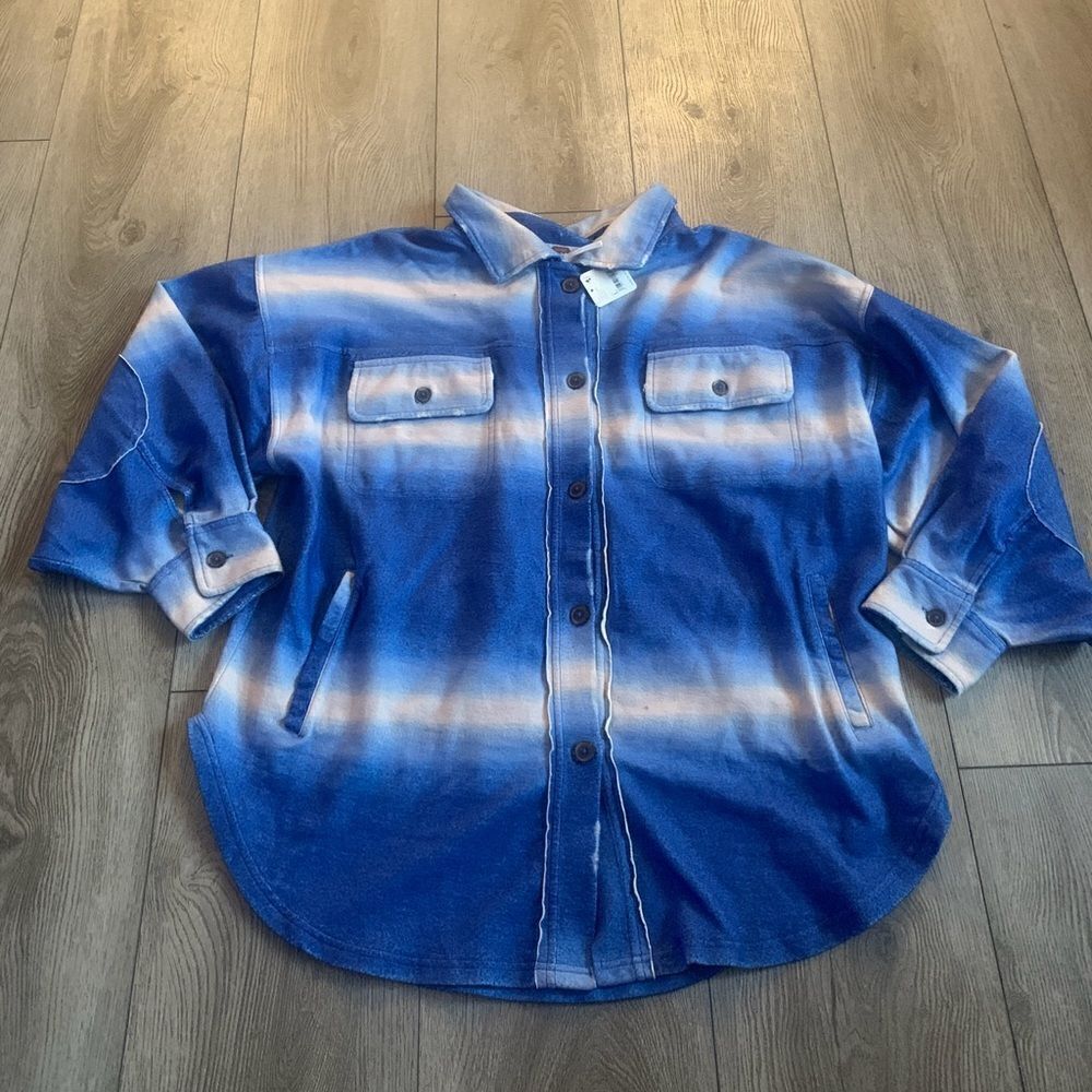 Free People Printed Ruby Jacket deep sea combo